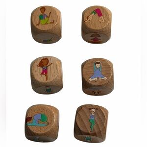 Wooden Yoga Pose Dice for Kids - Colorful Exercise Game